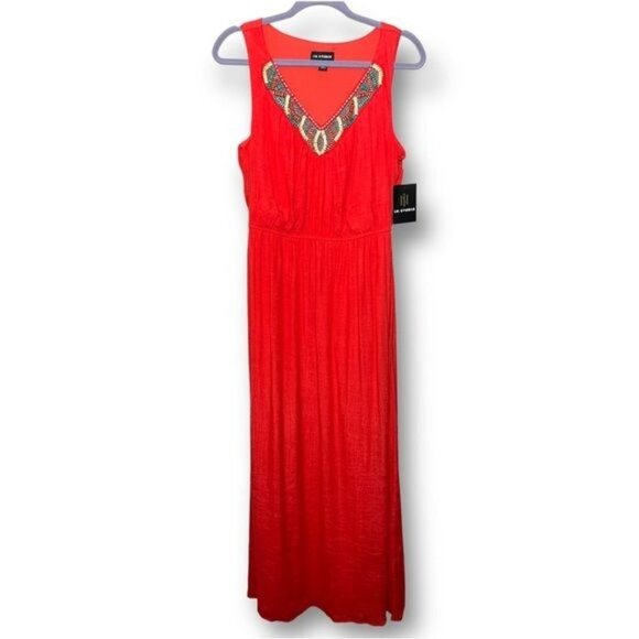 NWT I.N. Studio Size M Festival Southwestern Style Beaded Sleeveless Maxi Dress - Picture 1 of 12